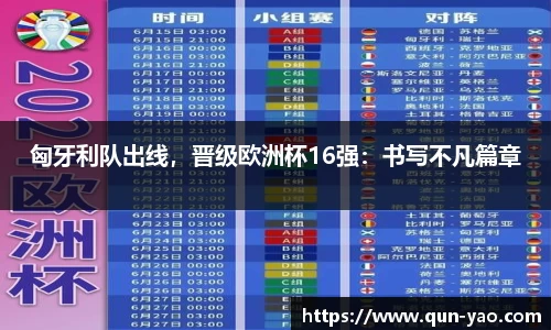 匈牙利队出线，晋级欧洲杯16强：书写不凡篇章